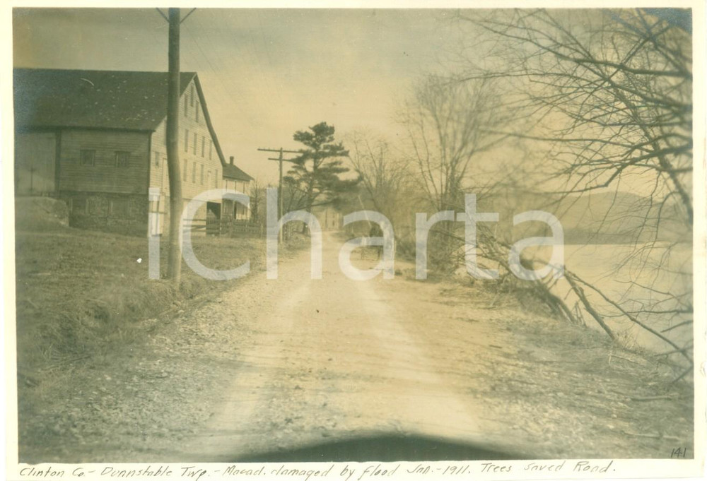 Fotografia d epoca originale 1909 DUNNSTABLE, PENNSYLVANIA USA Strada danneggiata dall inondazione Foto 1