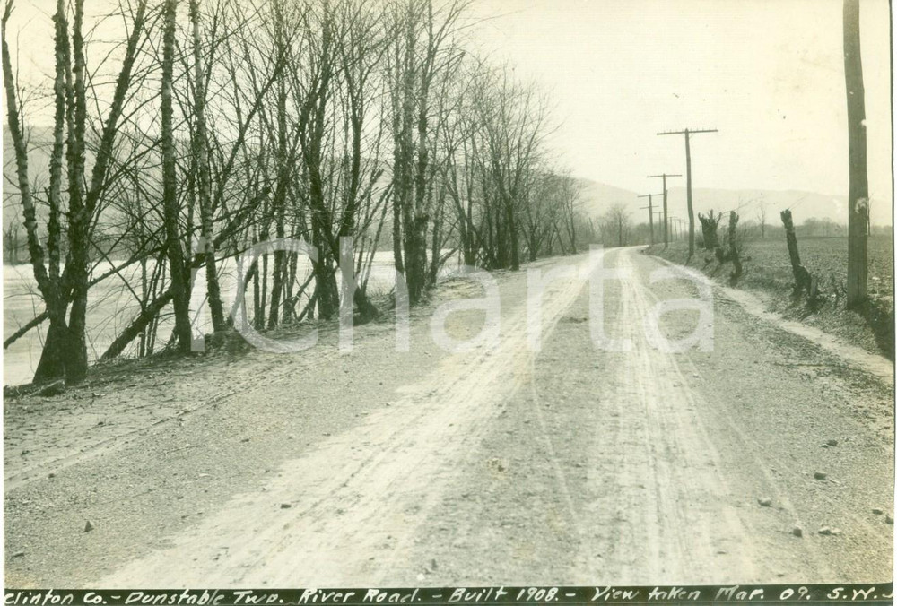 Fotografia d epoca originale 1908 DUNNSTABLE, PENNSYLVANIA USA La strada del fiume ricostruita Fotografia 1