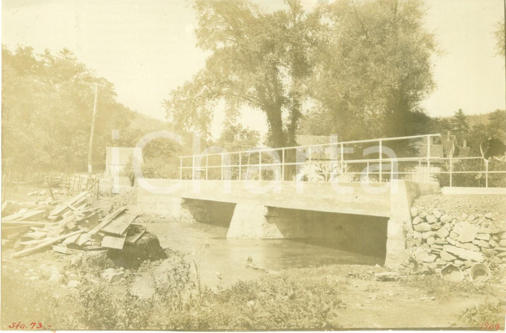 Fotografia d epoca originale 1909 LAMAR, PENNSYLVANIA USA Ponte sulla nuova Fishing Creek Road Fotografia 1
