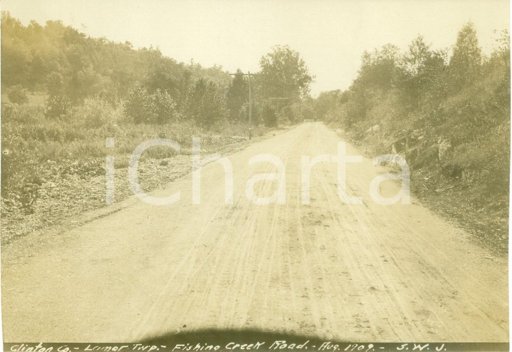 Fotografia d epoca originale 1909 LAMAR, PENNSYLVANIA USA Tragitto della nuova Fishing Creek Road Foto 1