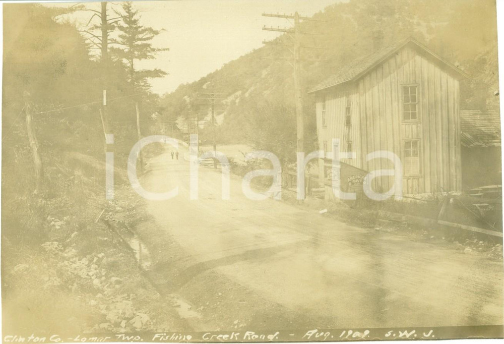 Fotografia d epoca originale 1909 LAMAR, PENNSYLVANIA USA Fishing Creek Road American Navy Plug Foto 1