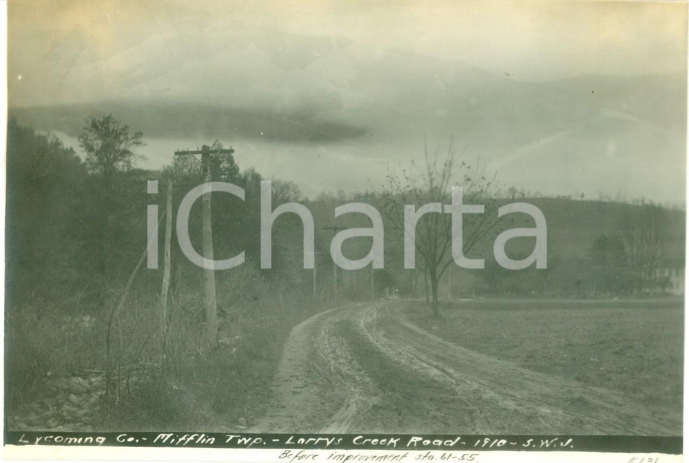 Fotografia d epoca originale 1910 MIFFLIN, PENNSYLVANIA USA Larrys Creek Road prima dei lavori Foto 1
