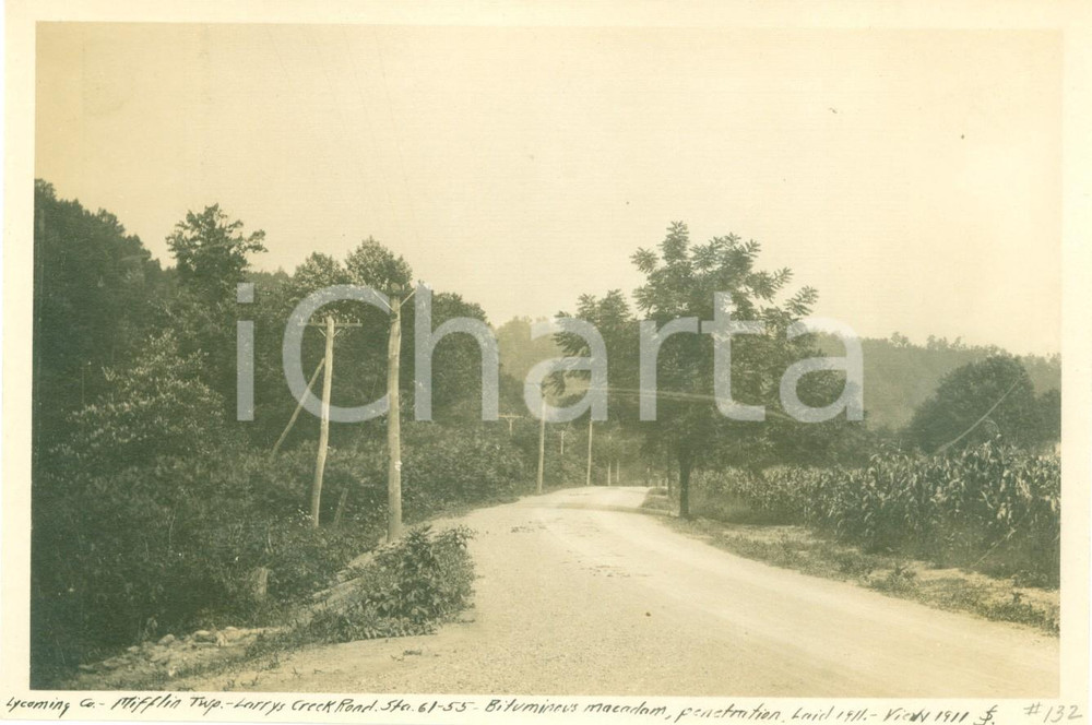 Fotografia d epoca originale 1911 MIFFLIN, PENNSYLVANIA USA Larrys Creek Road dopo i lavori Fotografia 1