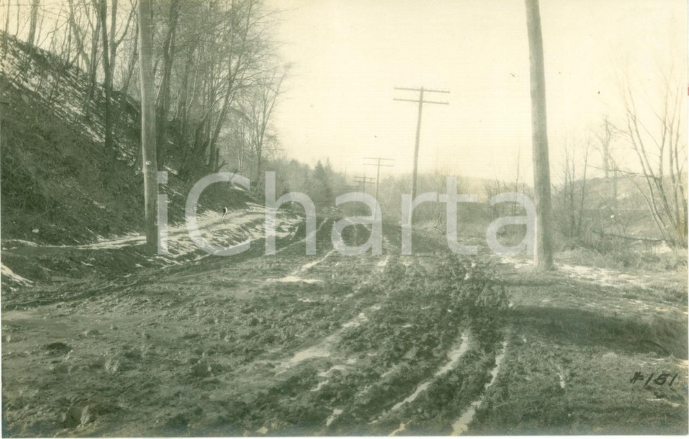 Fotografia d epoca originale 1912 WELLSBORO, PENNSYLVANIA USA Strada rurale sterrata prima dei lavori FOTO 1