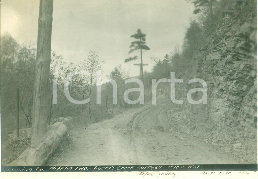Fotografia d epoca originale 1910 MIFFLIN, PENNSYLVANIA USA Larrys Creek Road prima del livellamento Foto 1