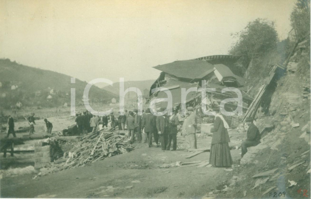 Fotografia d epoca originale 1913 AUSTIN, PENNSYLVANIA USA Il paese distrutto dall alluvione Fotografia 1