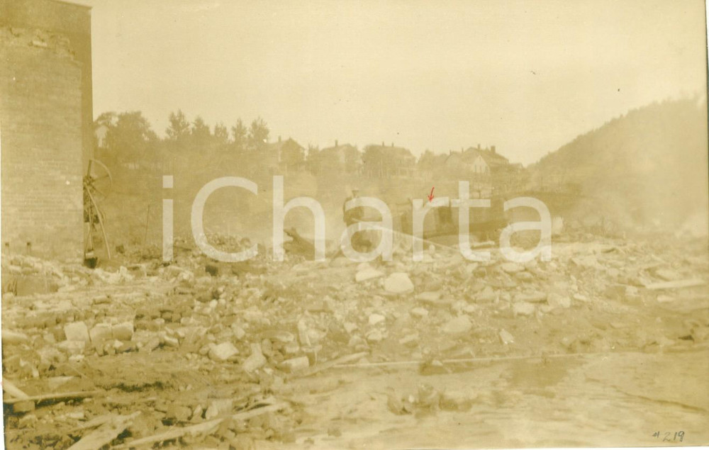 Fotografia d epoca originale 1911 AUSTIN PENNSYLVANIA USA Schiacciasassi travolto da inondazione Fotografia 1