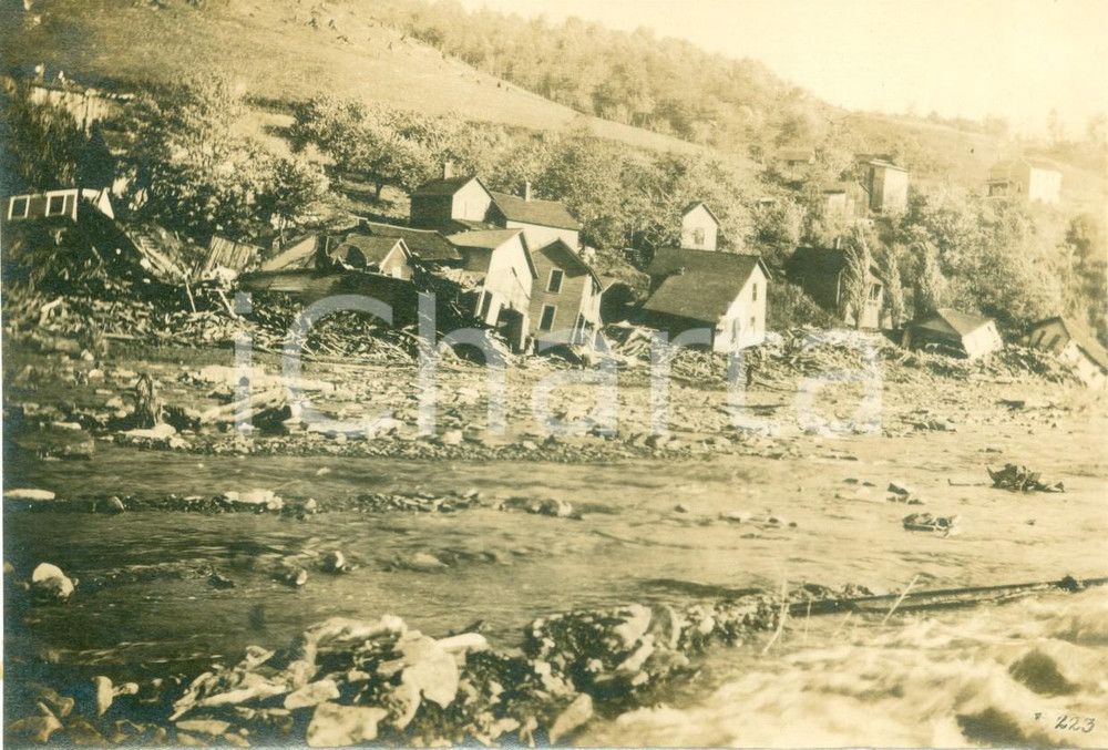 Fotografia d epoca originale 1911 AUSTIN, PENNSYLVANIA USA Case travolte dall inondazione a RUCKABER STREET 1