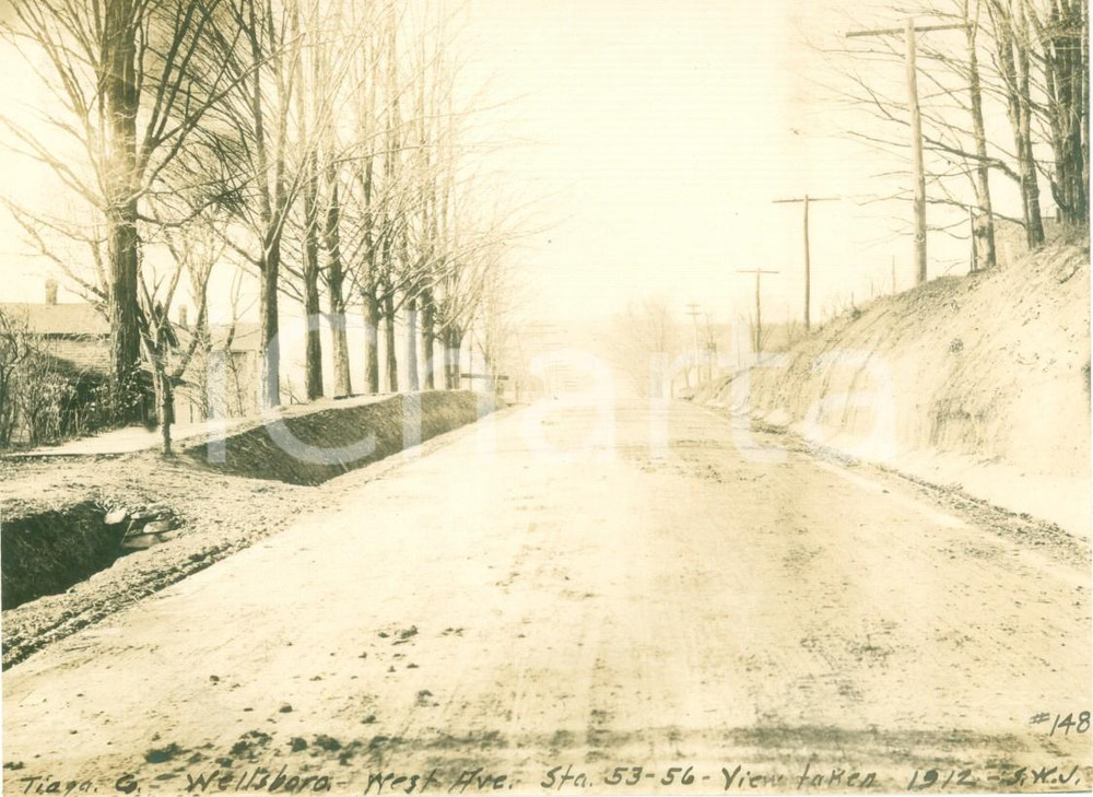 Fotografia d epoca originale 1912 WELLSBORO, PENNSYLVANIA USA West Avenue dopo i lavori Fotografia 1