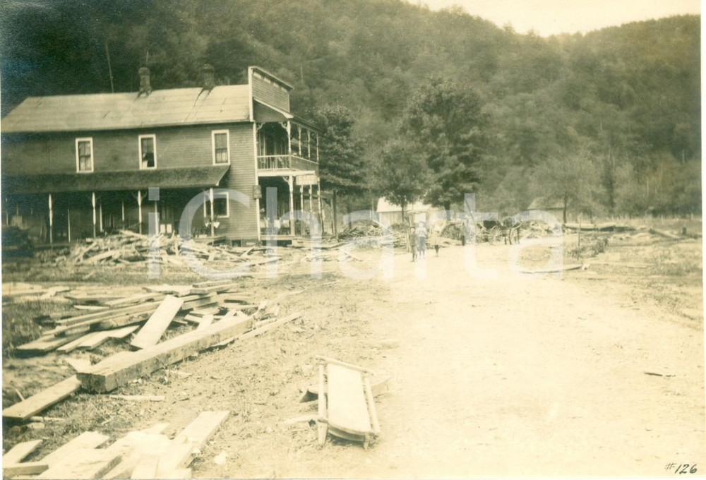 Fotografia d epoca originale 1911 COSTELLO PENNSYLVANIA USA Villaggio distrutto dall inondazione Fotografia 1