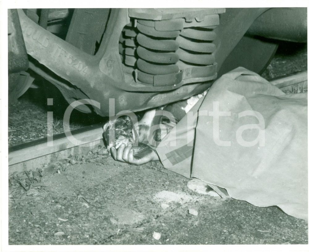 Fotografia d epoca originale 1962 ELMIRA, NEW YORK USA Incidente lungo i binari ferroviari Fotografia 1