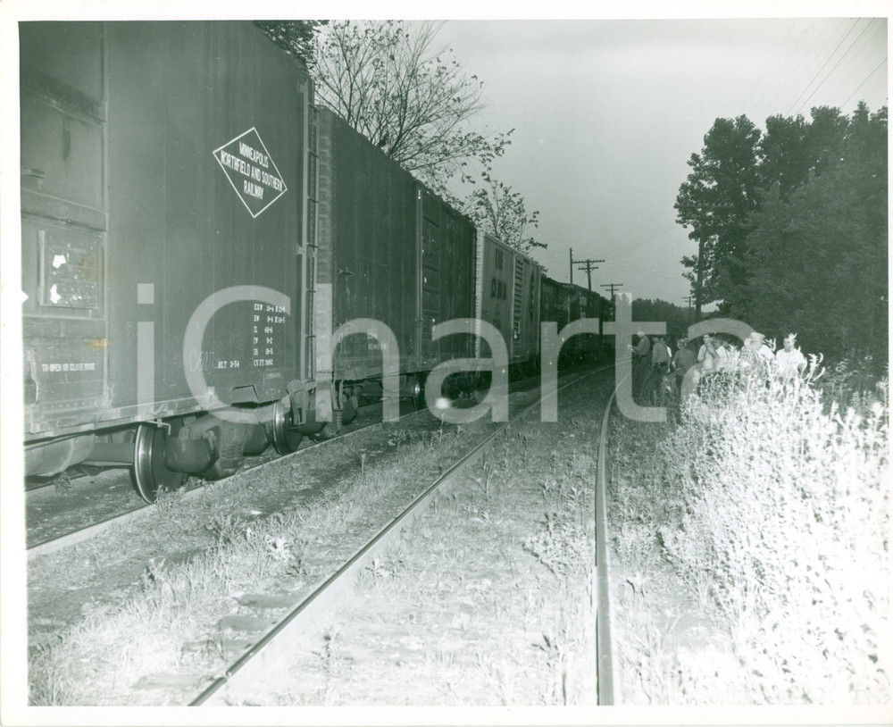 Fotografia d epoca originale 1962 ELMIRA, NEW YORK USA Incidente lungo i binari della ferrovia Foto 1