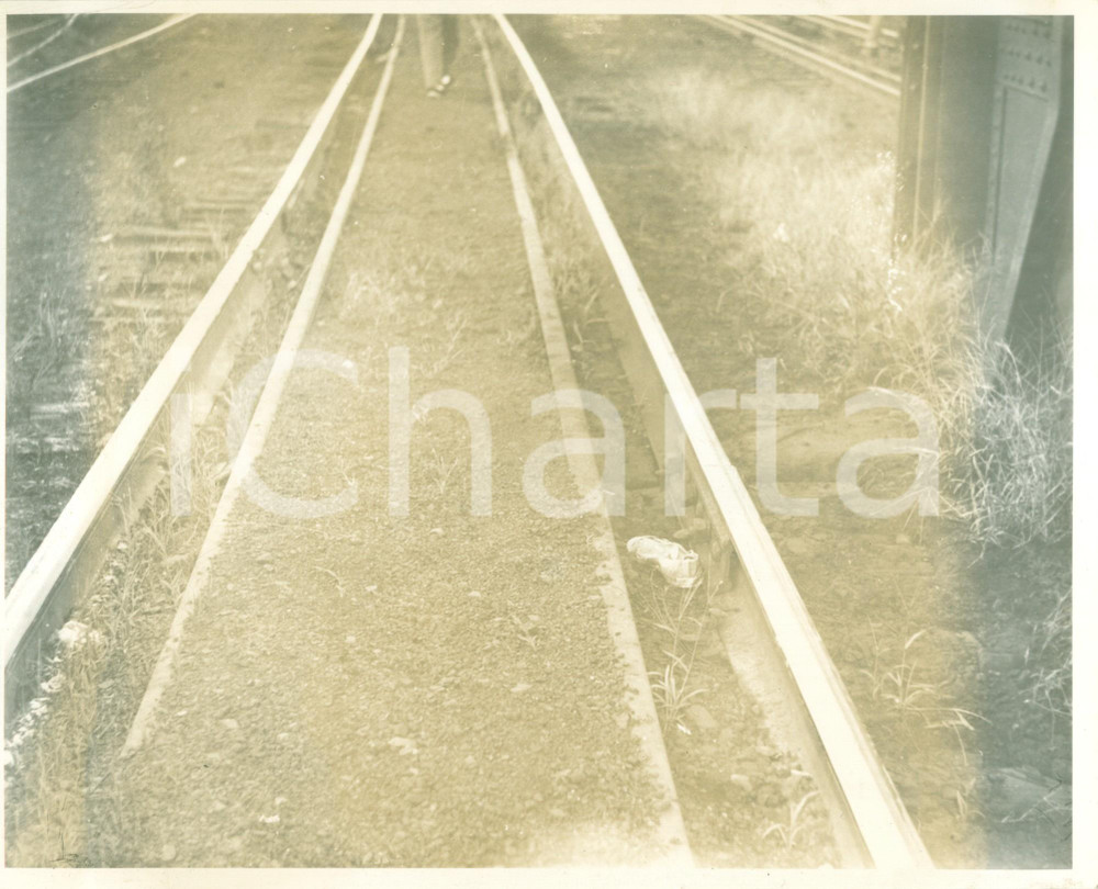 Fotografia d epoca originale 1962 ELMIRA, NEW YORK USA Incidente lungo i binari ferroviari Fotografia 1
