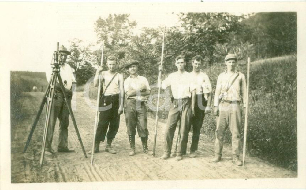 Fotografia d epoca originale 1912 TIOGA COUNTY, PENNSYLVANIA USA Operai al lavoro sulla State Highway FOTO 1