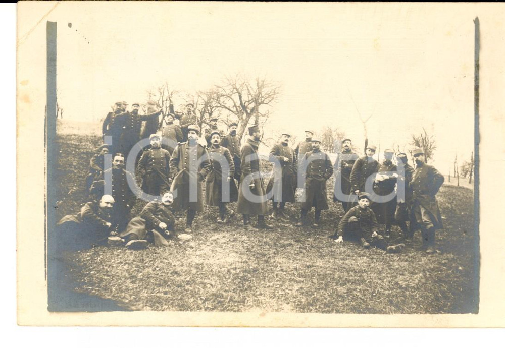 Fotografia d epoca originale 1915 WW1 MARSEILLE F Georges KAPFER e commilitoni pronti alla partenza Foto 1