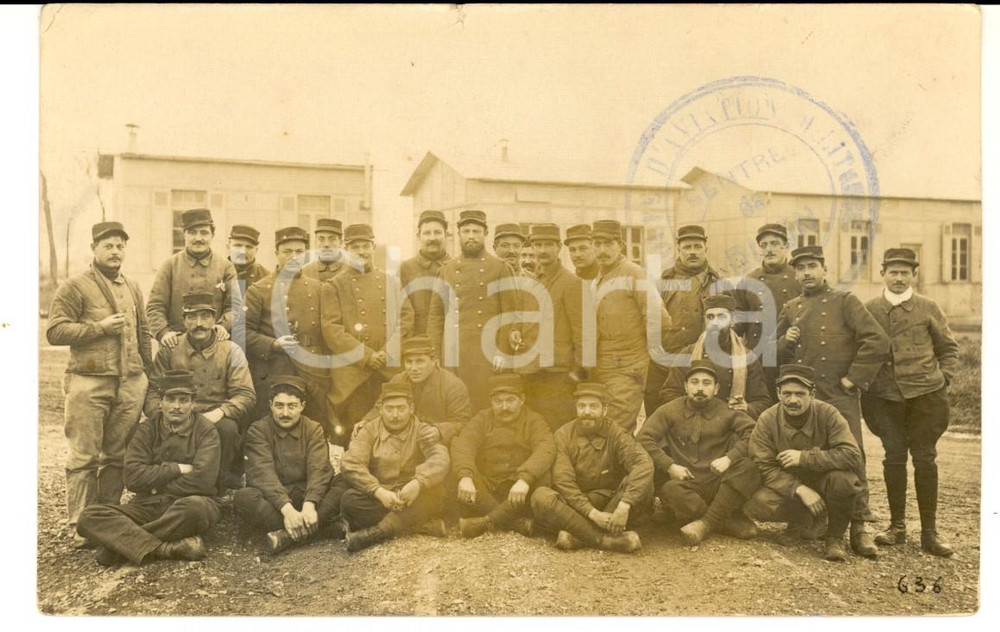 Fotografia d epoca originale 1915 WW1 DIJON F Groupe d AVIATION MILITAIRE Photo des soldats 1