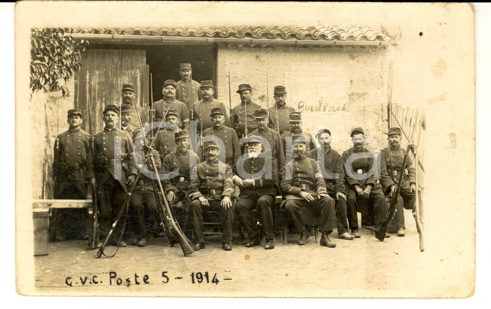 Fotografia d epoca originale 1914 FRANCE Riservistes GVC Gardes des Voies de Communication  Poste 5 1