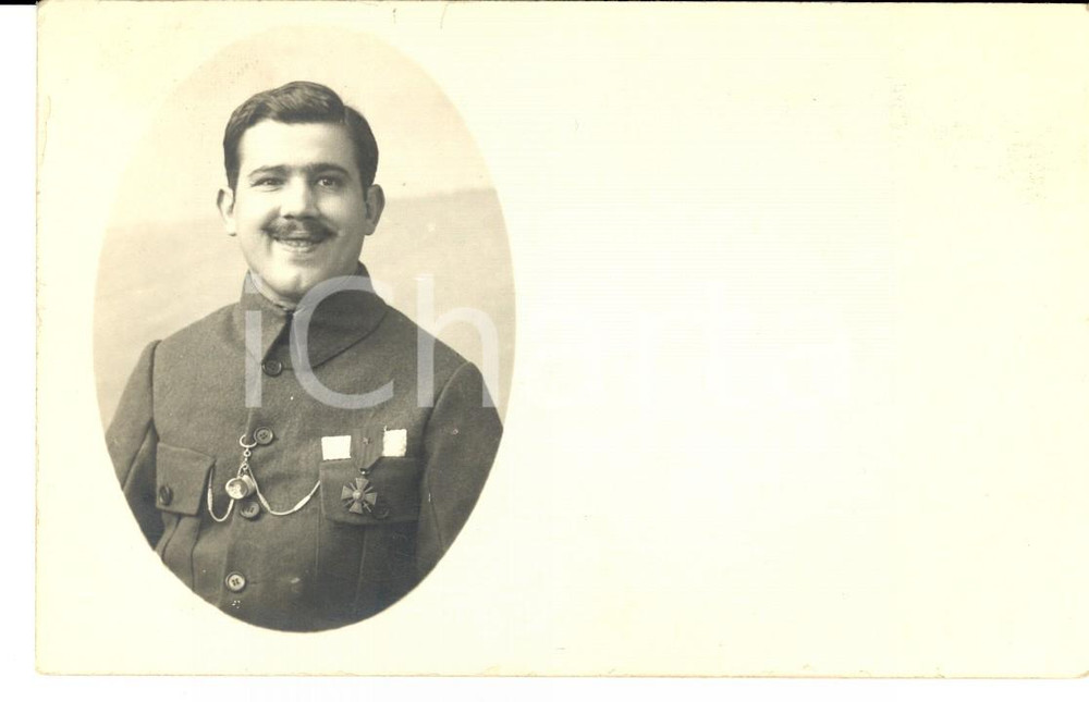 Fotografia d epoca originale 1917 LA BOUILLADISSE F Ufficiale Etienne SILVA con decorazione al petto Foto 1