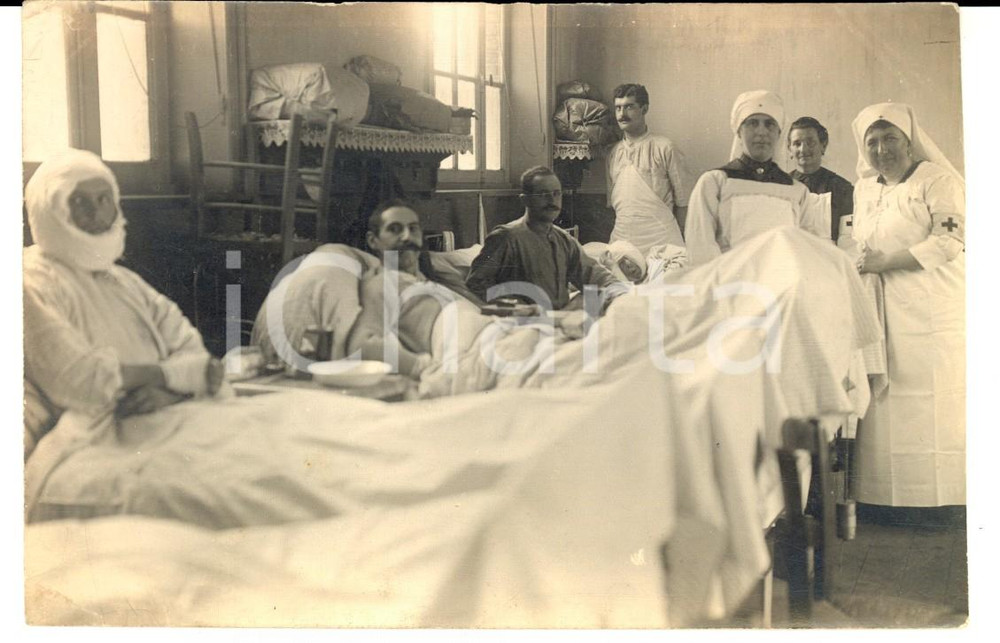Fotografia d epoca originale 1915 WW1 BRUAYLABUISSIERE F FranÃ§ois GIORDANA all ospedale militare Foto 1