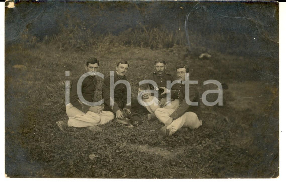 Fotografia d epoca originale 1910 ca FRANCIA Soldati del 39Â° reggimento di fanteria durante un picnic 1