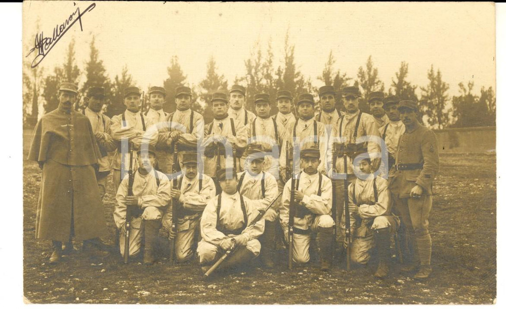 Fotografia d epoca originale 1916 WW1 LYON Militari di fanteria a lezione di tiro Fotografia FP 1