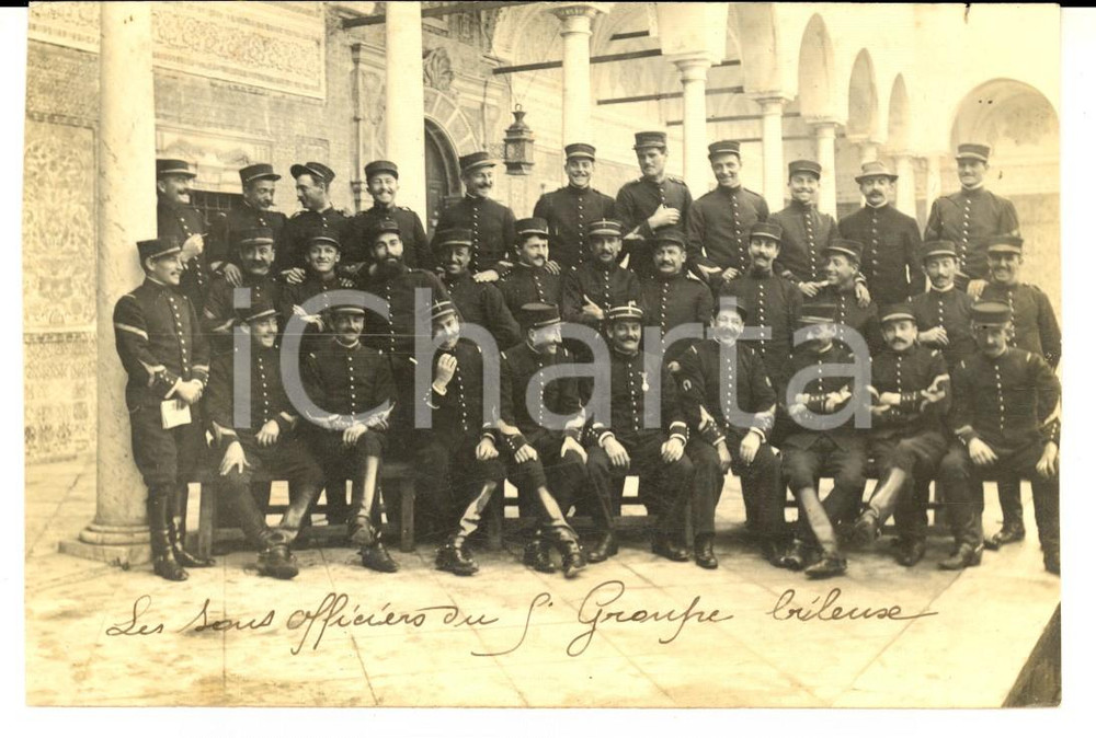 Fotografia d epoca originale 1910 FRANCE Les sous officiers du V Groupe Brileuse Photo carte postale 1