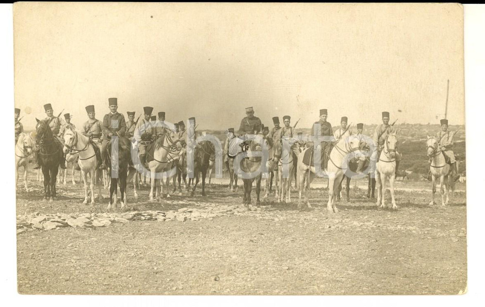 Fotografia d epoca originale 1910 ca ALGERIA ? Soldats des troupes coloniales Ã  cheval Photo carte postale 1