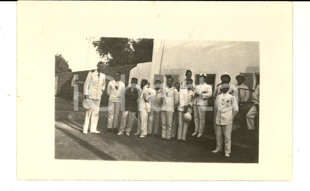 Fotografia d epoca originale 1930 ca FRANCIA Militari MARINE NATIONALE posano per foto di gruppo FP 1