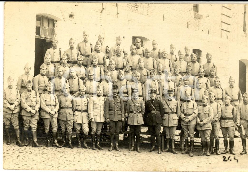 Fotografia d epoca originale 1915 ca WW1 FRANCIA Militari del 13Â° fanteria posano con i comandanti Foto FP 1
