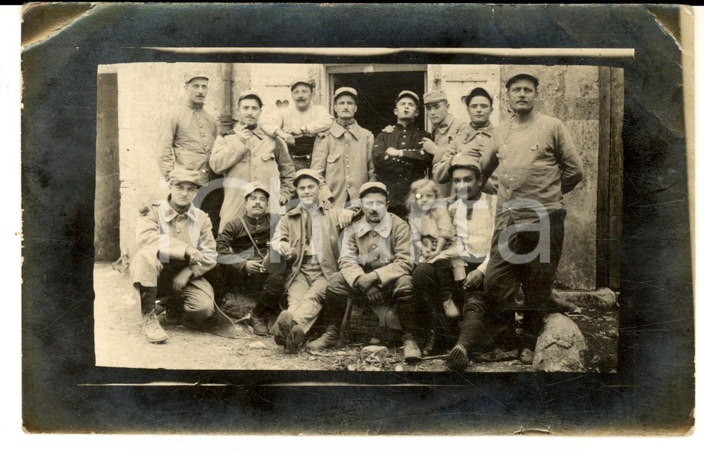 Fotografia d epoca originale 1919 FRANCIA Jules MERGERIE con i commilitoni del 163Â° fanteria Foto FP 1
