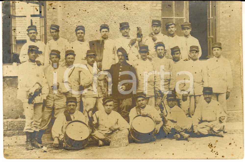 Fotografia d epoca originale 1917 GAP FRANCE Jeunes soldats avec des tambours Photo carte postale 1