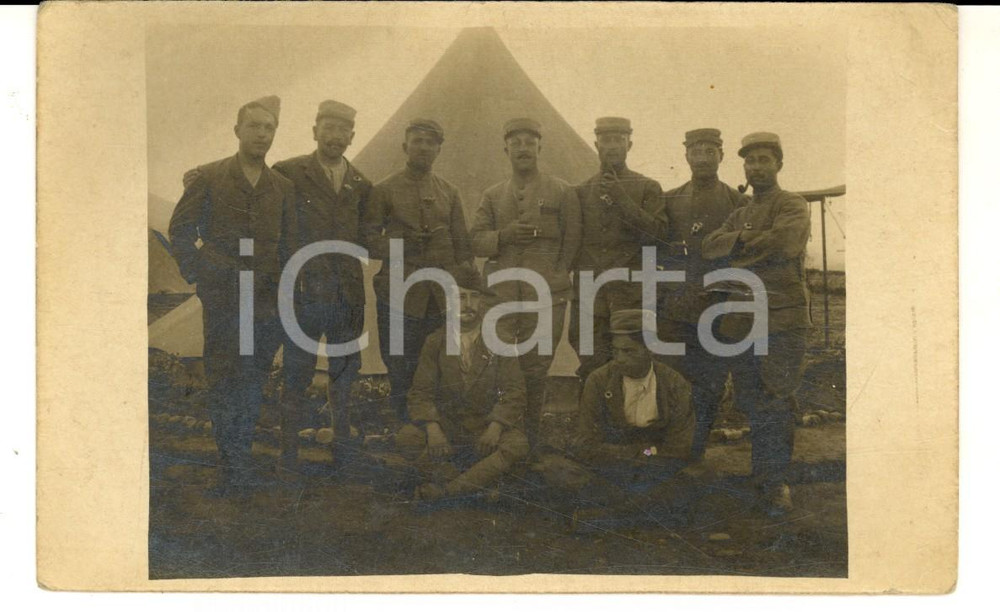 Fotografia d epoca originale 1916 WW1 FRANCE Gruppo di soldati davanti a una tenda Foto GRANDE GUERRA 1