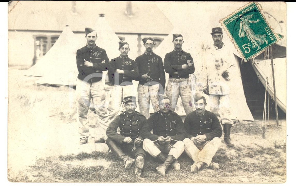 Fotografia d epoca originale 1911 FRESNOYLEGRAND F Ufficiali di fanteria in accampamento Foto FP 1