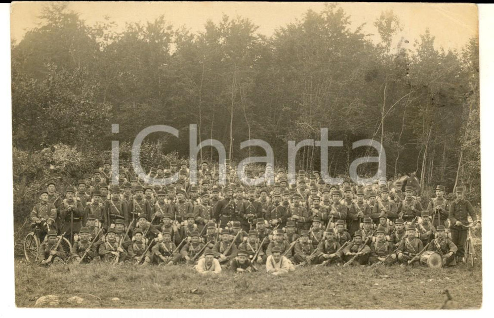 Fotografia d epoca originale 1912 BESANÃ‡ON F Militaires avec leurs baionnettes  et un vÃ©lo Photo 1