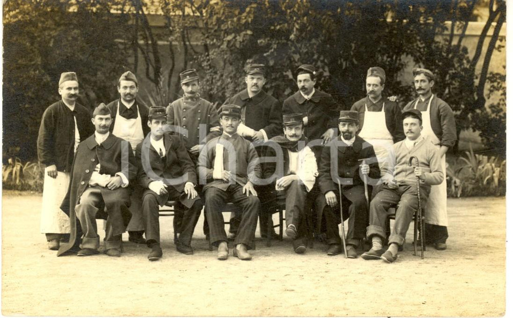 Fotografia d epoca originale 1914 TOURS FRANCIA Feriti in guerra posano per ricordo Foto BONNET 1