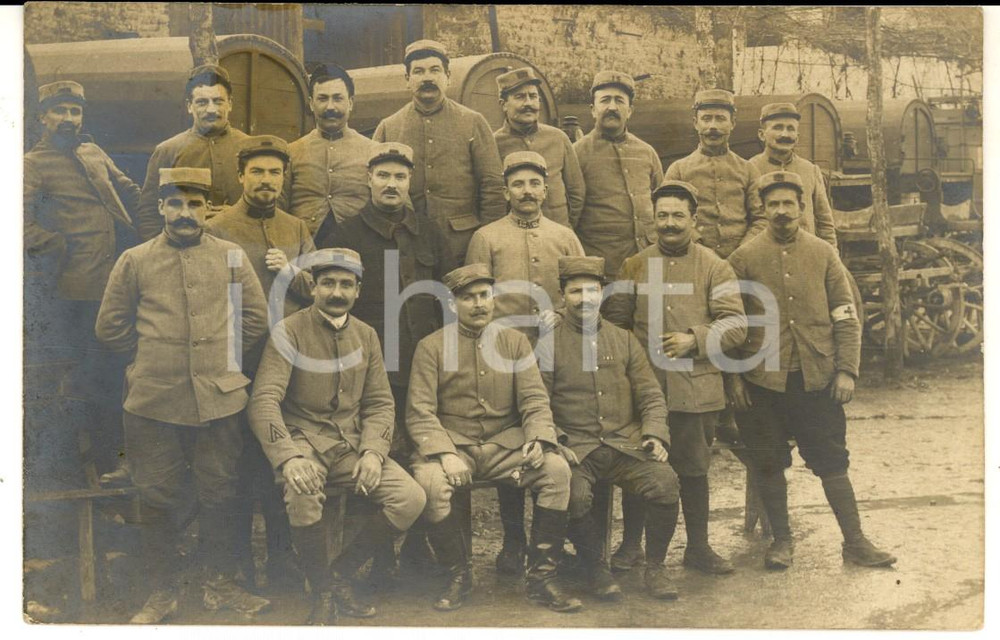 Fotografia d epoca originale 1916 WW1 FRANCE Soldati del 15Â° fanteria prima di un attacco Foto cartolina 1