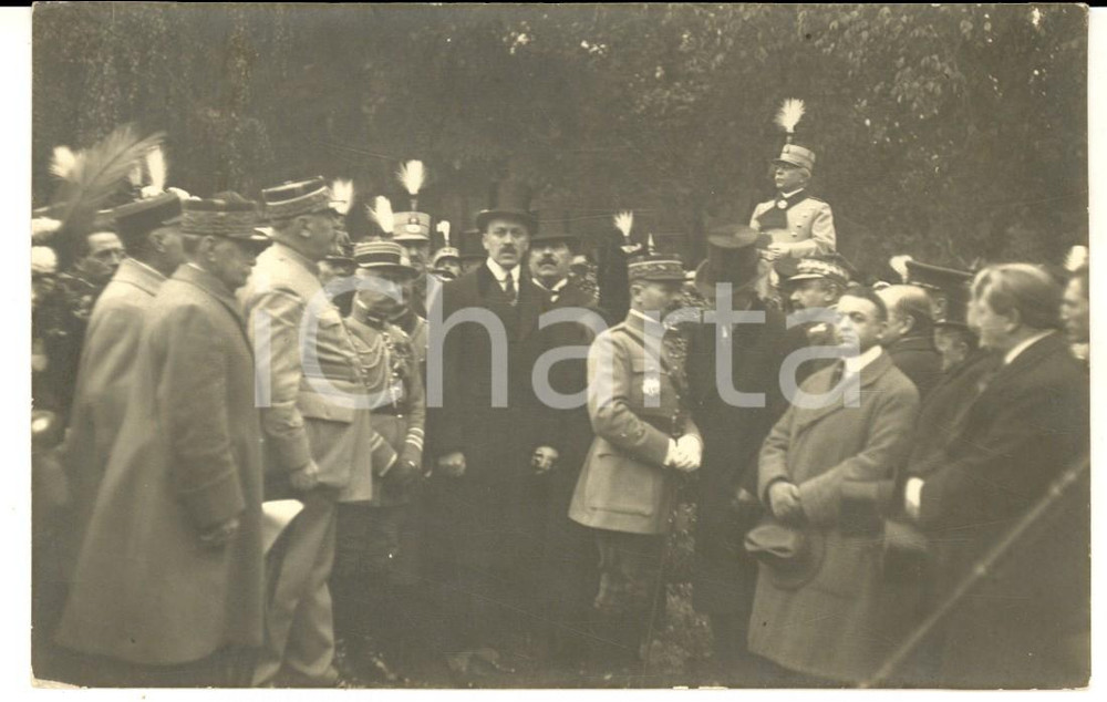 Fotografia d epoca originale 1918 PARIS ? CÃ©rÃ©monie avec des officier de haut rang Photo carte postale 1