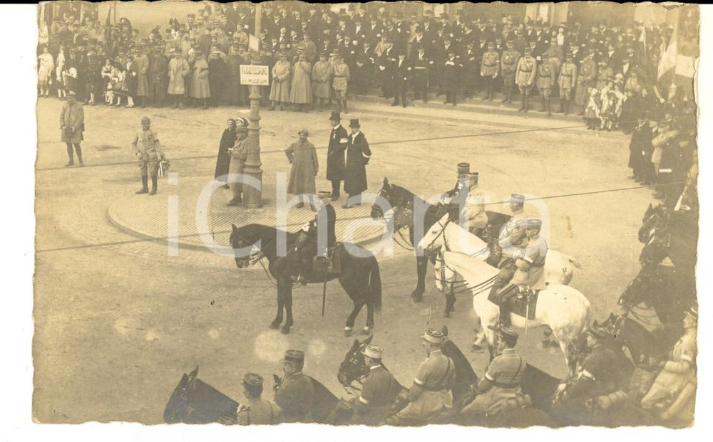 Fotografia d epoca originale 1918 ALSACE CÃ©rÃ©monie militaire avec les gÃ©nÃ©rauxPhoto carte postale 1