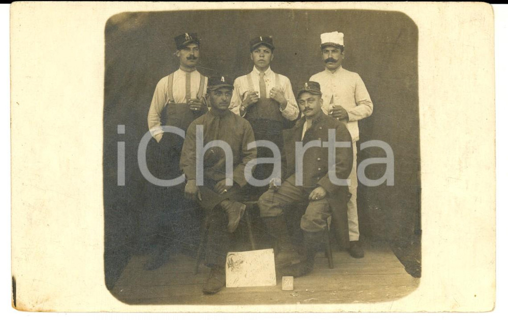 Fotografia d epoca originale 1915 WWI HAMMELBURG D French POW 4th Regiment Photo postcard ALBERTI 1