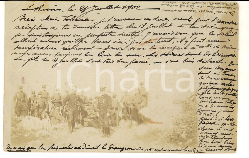 Fotografia d epoca originale 1902 FORT DE LA REVERE F Un groupe d officiers Photo carte postale 1
