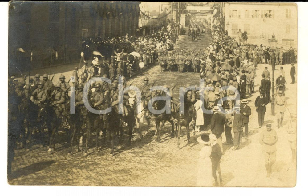Fotografia d epoca originale 1919 PARIS FÃªtes de la Victoire  DÃ©filÃ© des troupes Photo carte postale 1