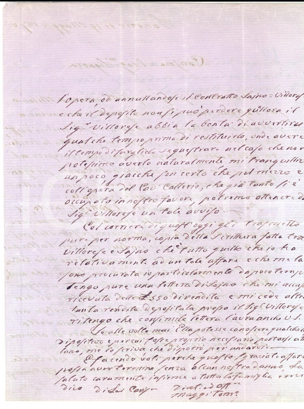 Manoscritto, lettera originale 1870 SONDRIO Ing. Tomaso MAGGI e il malaugurato affare del canale VILLORESI 1
