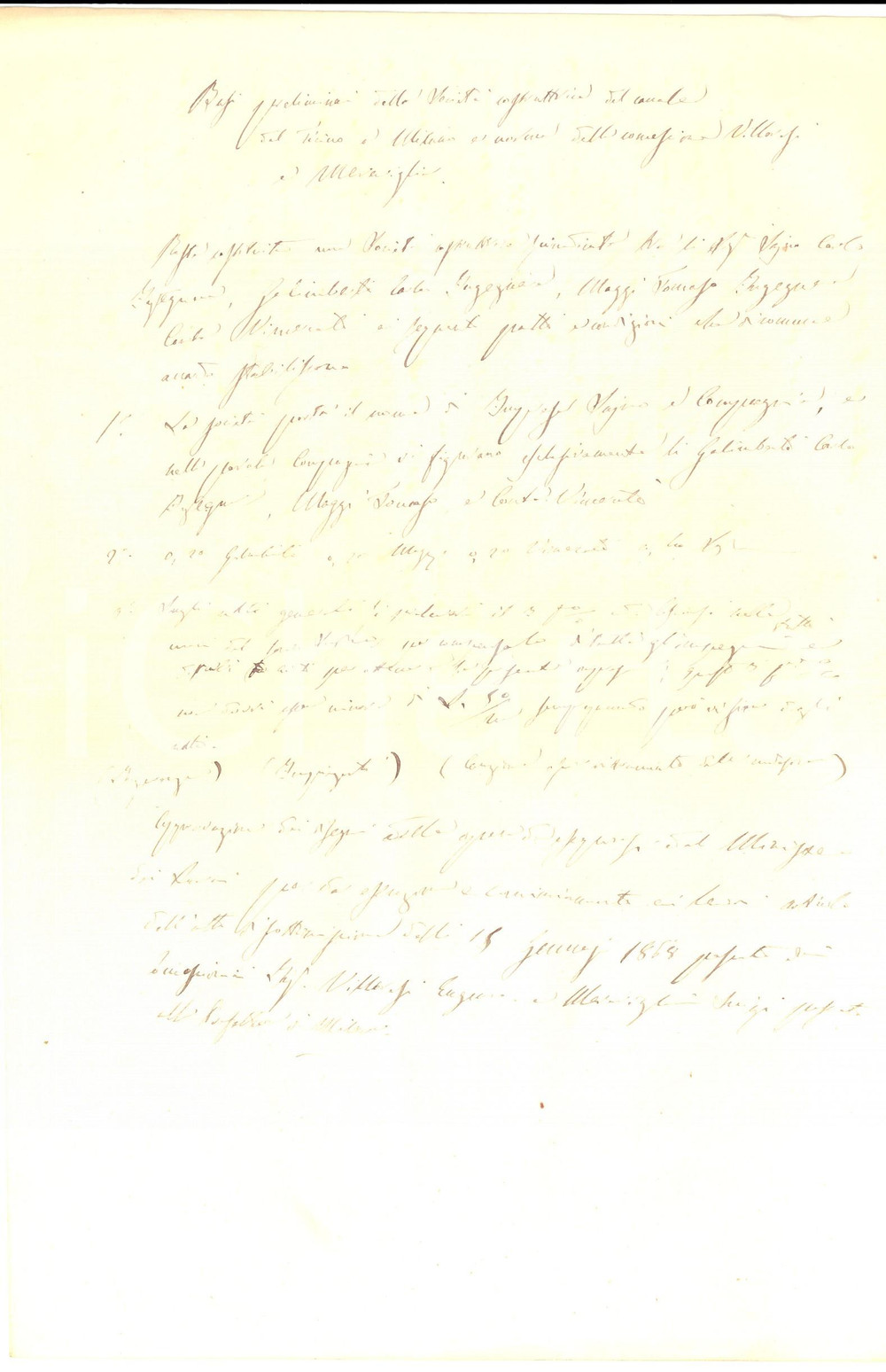 Documento originale, autentico 1868 MILANO Basi per la società costruttrice del canale VILLORESI Manoscritto 1