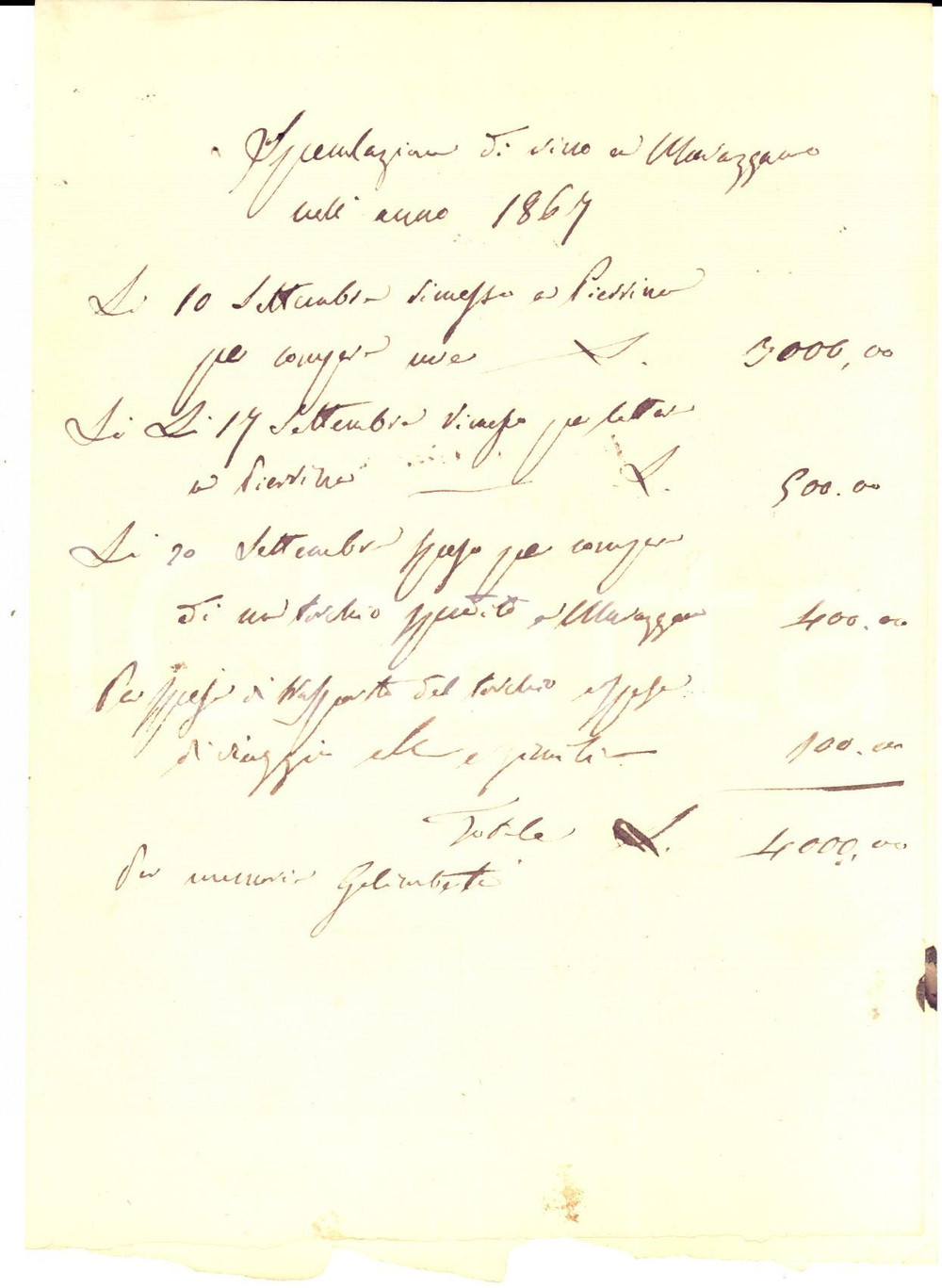 Manoscritto, lettera originale 1867 MURAZZANO CN Speculazione del vino per l anno in corso Manoscritto 1