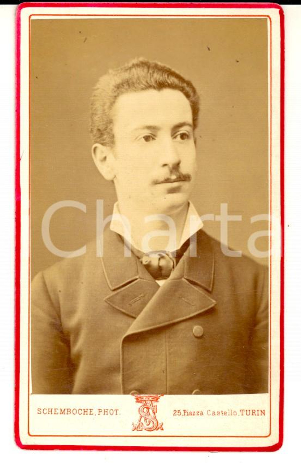 Fotografia d epoca originale 1870 ca TORINO Ritratto di giovane uomo Fotografia SCHEMBOCHE 1