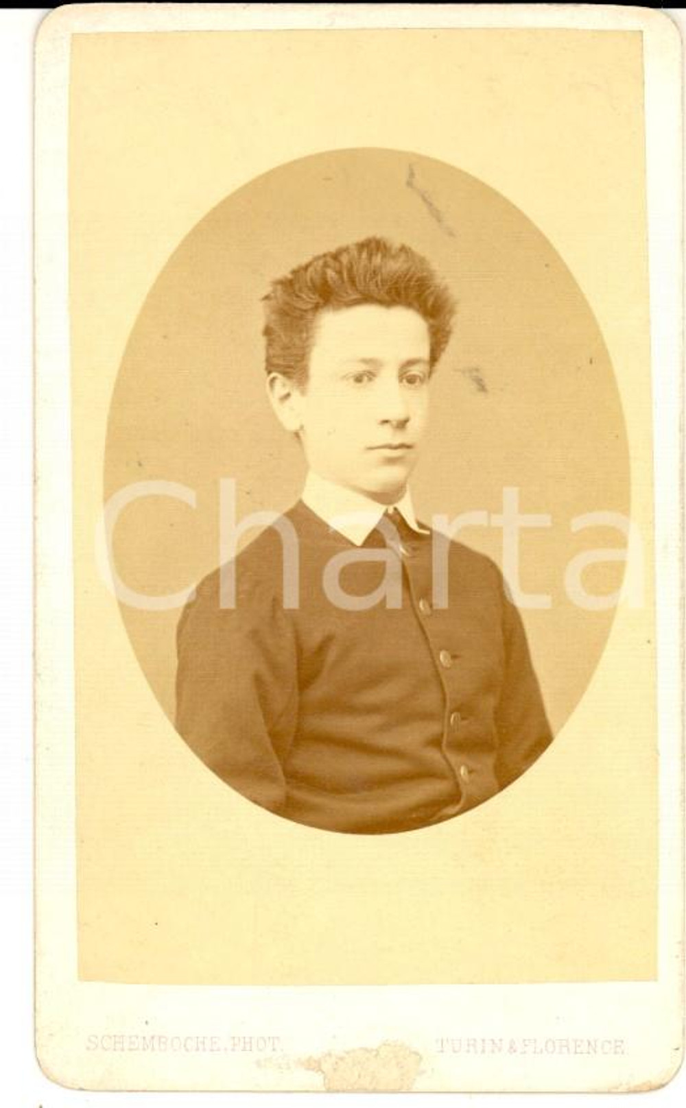 Fotografia d epoca originale 1870 ca TORINO Ritratto di adolescente in divisa Fotografia SCHEMBOCHE 1