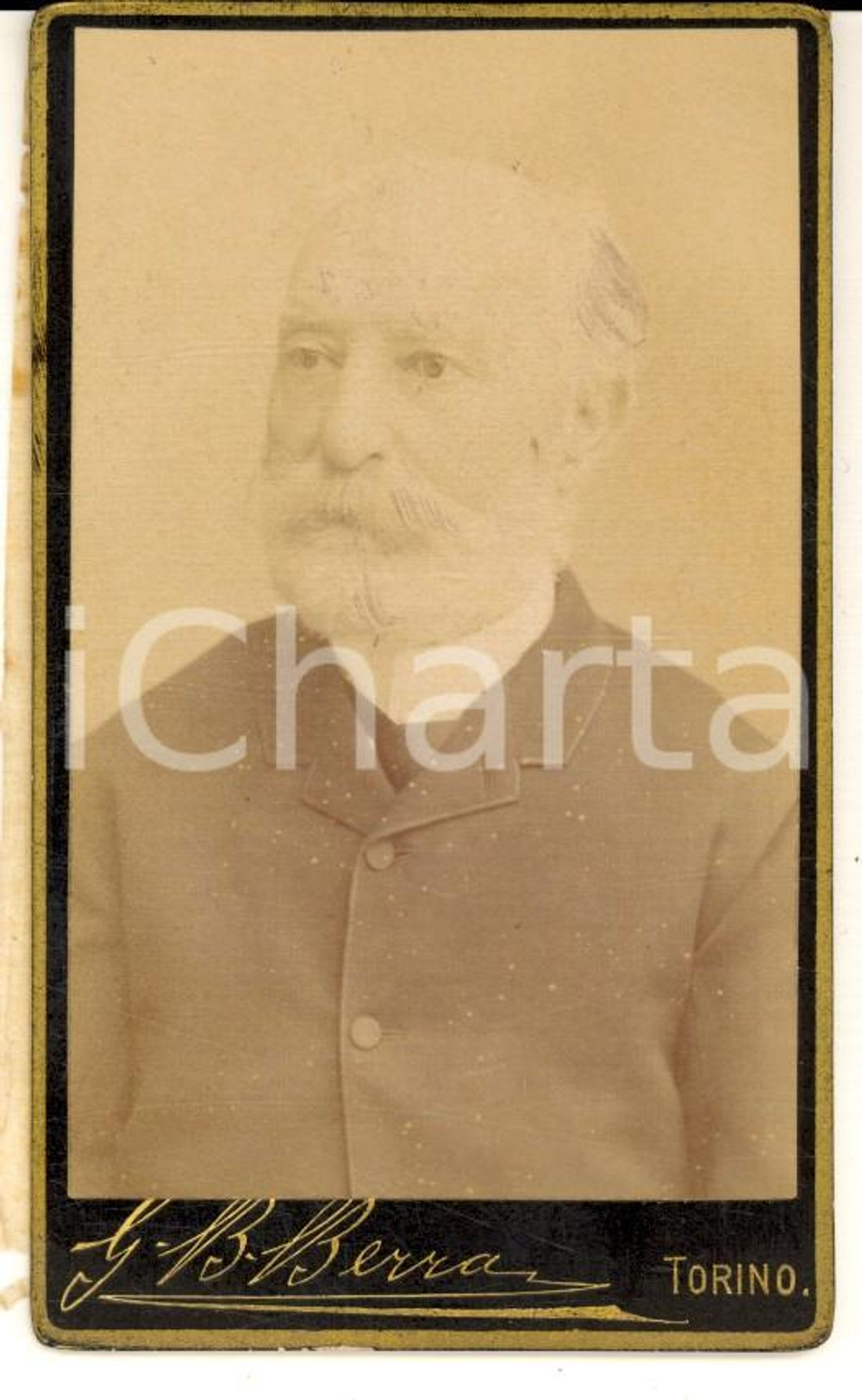 Fotografia d epoca originale 1880 ca TORINO Ritratto di uomo canuto Foto G. B. BERRA 1