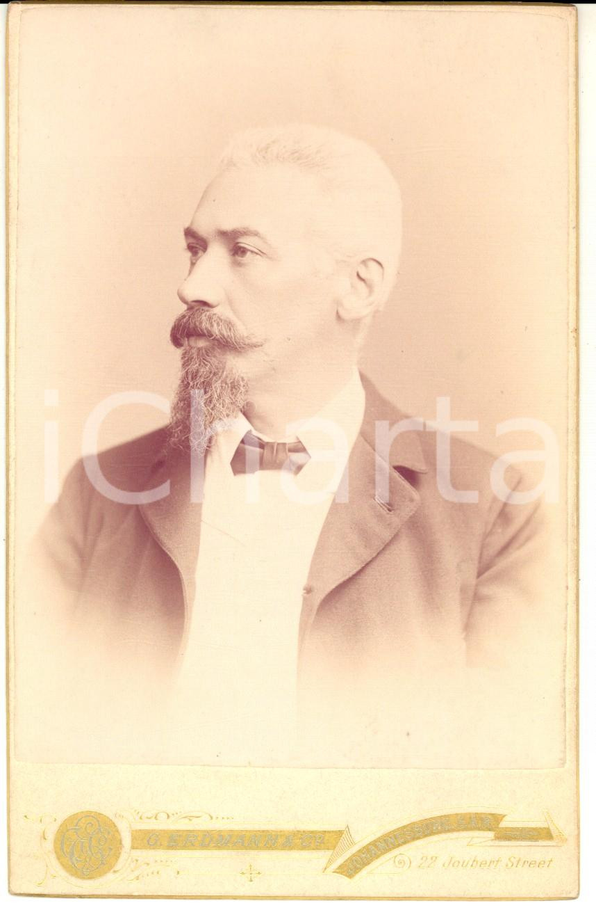 Fotografia d epoca originale 1890 ca JOHANNESBURG Ritratto dell ing. Francesco CASSINIS Foto ERDMANN 1
