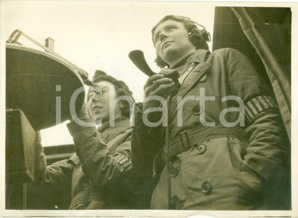 Fotografia d epoca originale 1940 ca ESSEX UK WW2 Margaret SHAW al lavoro nei Royal Observer Corps Foto 1