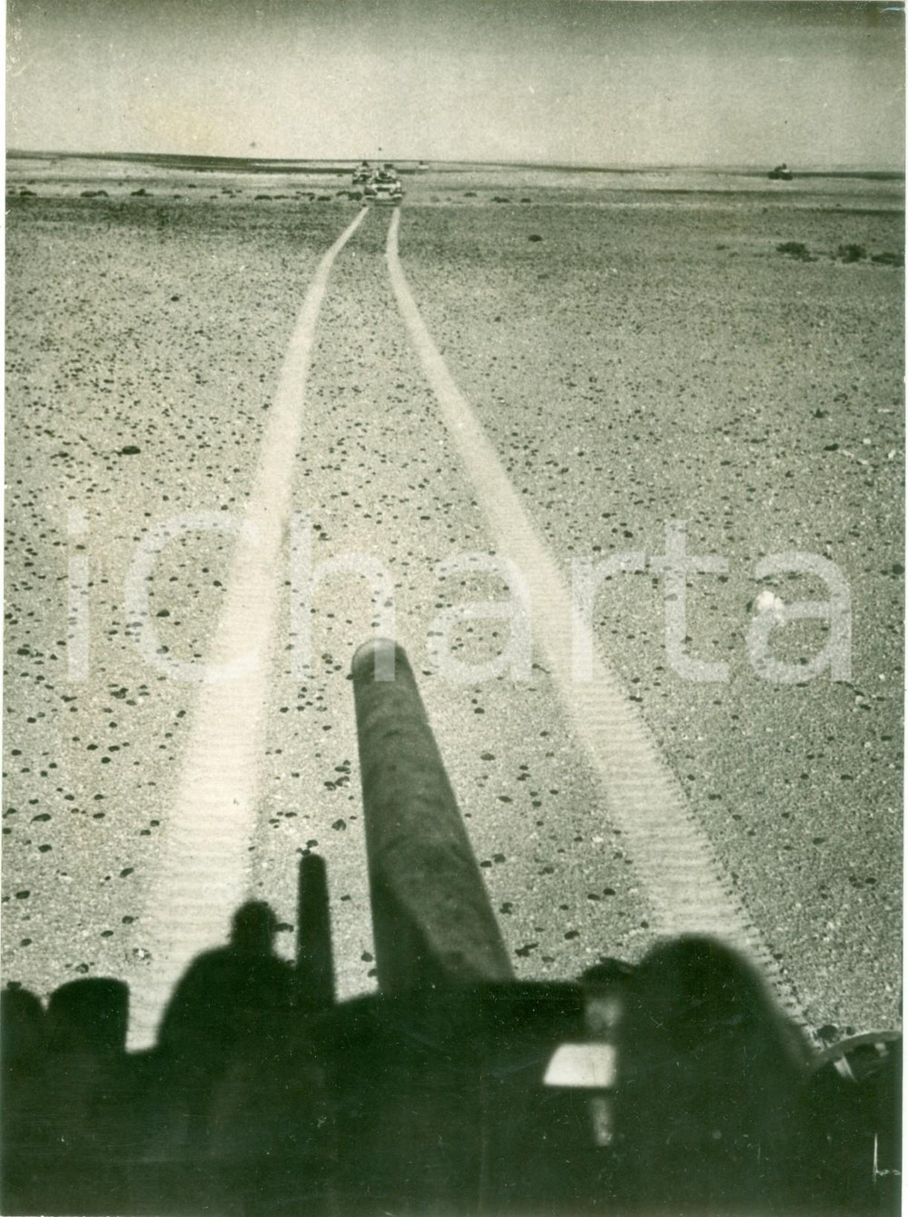 Fotografia d epoca originale 1943 TRIPOLI WW2 Carro armato inglese SHERMAN Eight Army avanza nel deserto 1